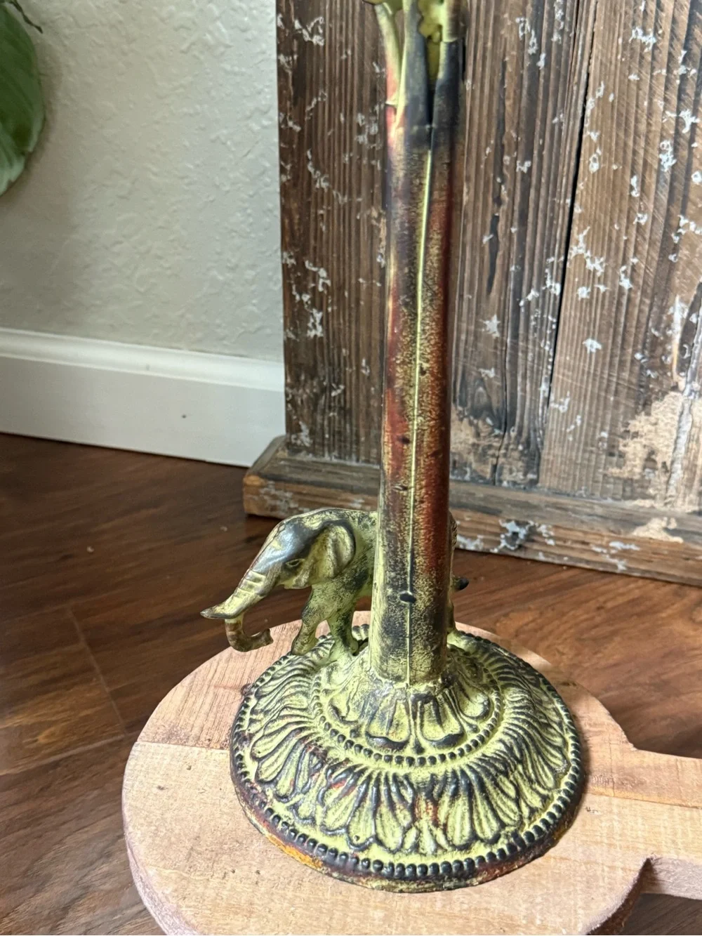 Vintage Metal Elephant Candle Stick 15” Tall